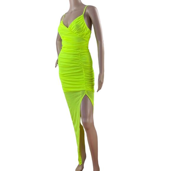 Spring Haze Women Neon Green Sweetheart Neck Spaghetti Strap Mesh Dress Size S - Picture 2 of 9